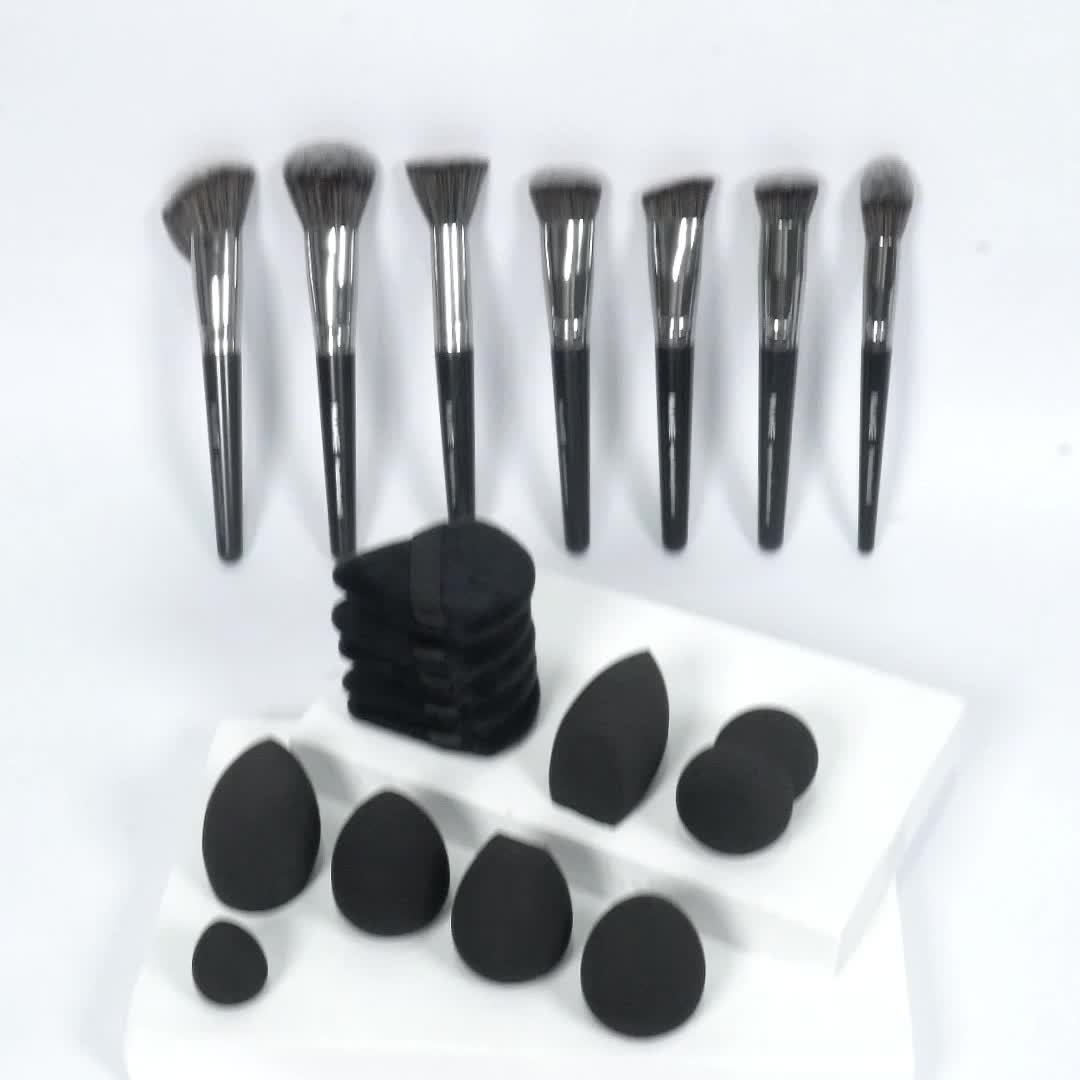 Set de Maquillage Professionnel 37 Pièces – 25 Pinceaux Premium & 12 Éponges avec Boîte de Rangement