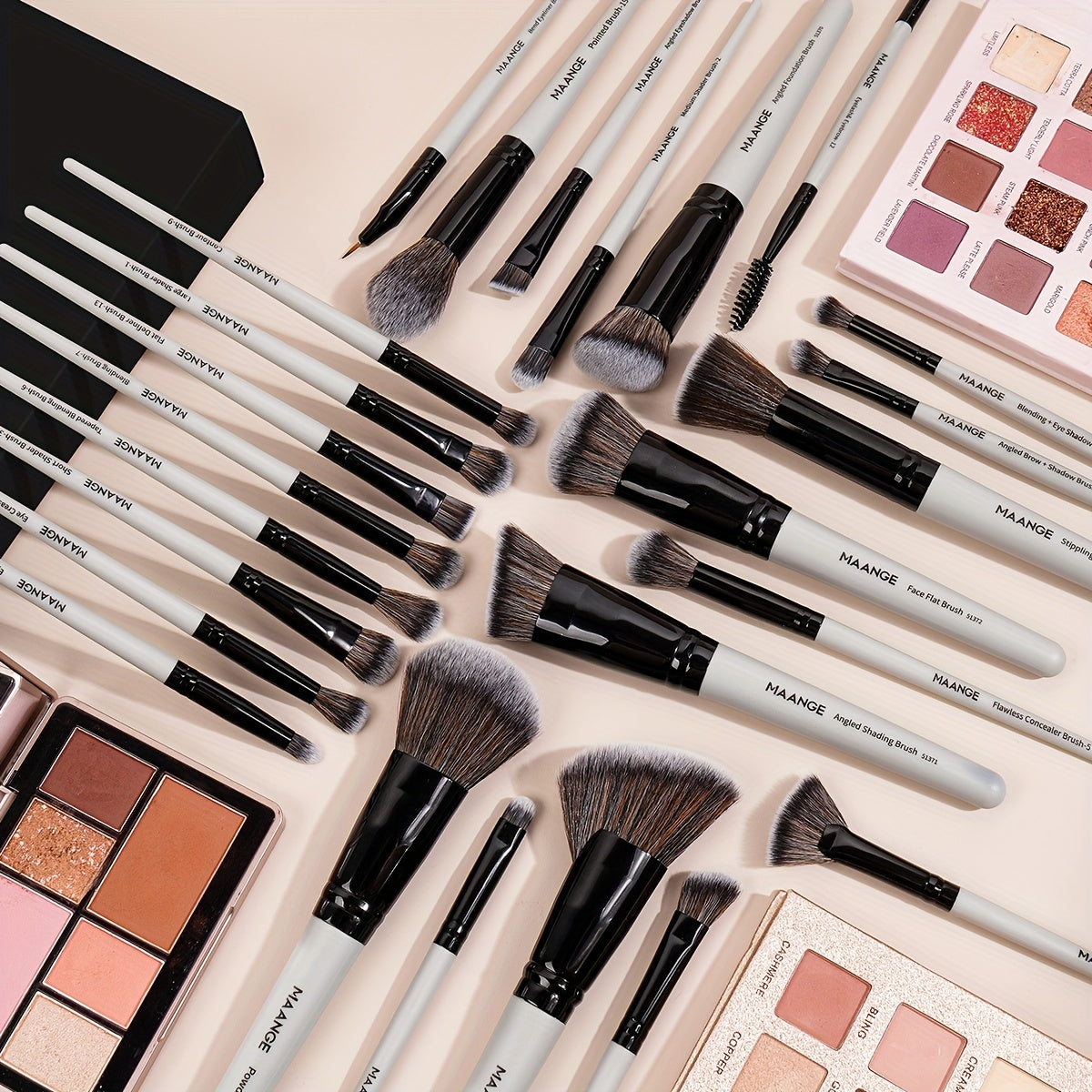 Set de Maquillage Professionnel 37 Pièces – 25 Pinceaux Premium & 12 Éponges avec Boîte de Rangement