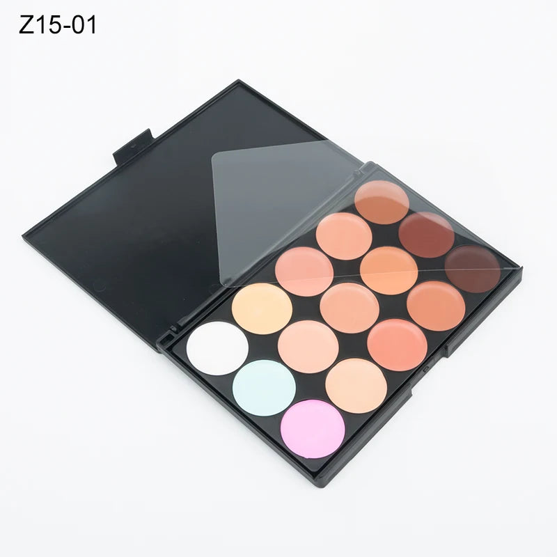 ✨ Palette Correcteur & Contour 15 Teintes + Accessoires – Maquillage Professionnel Longue Tenue