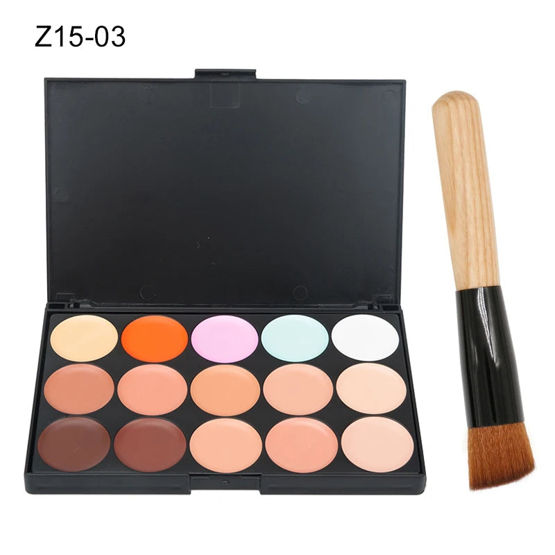 ✨ Palette Correcteur & Contour 15 Teintes + Accessoires – Maquillage Professionnel Longue Tenue