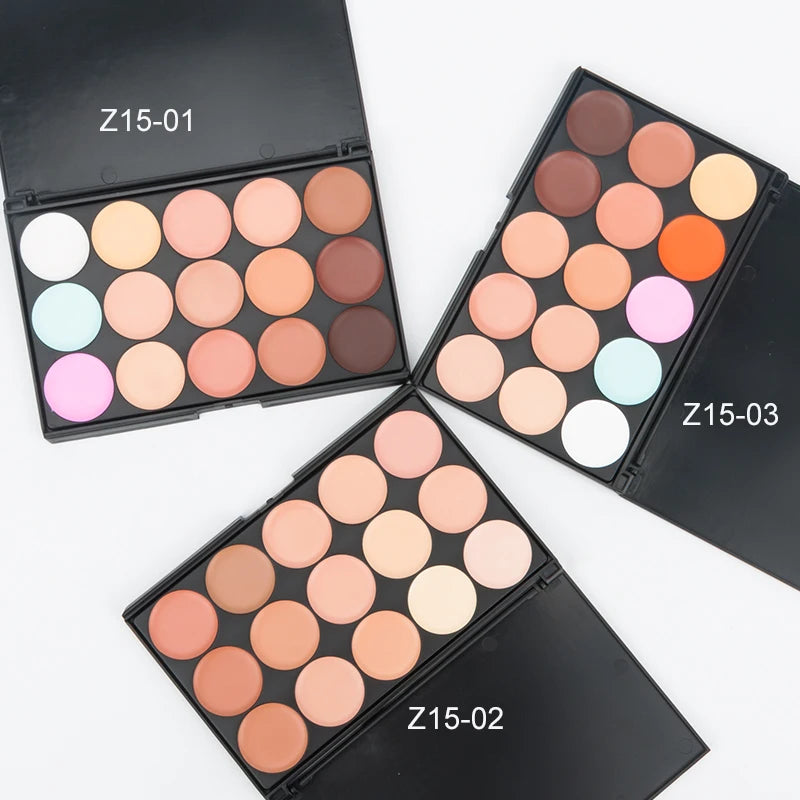 ✨ Palette Correcteur & Contour 15 Teintes + Accessoires – Maquillage Professionnel Longue Tenue