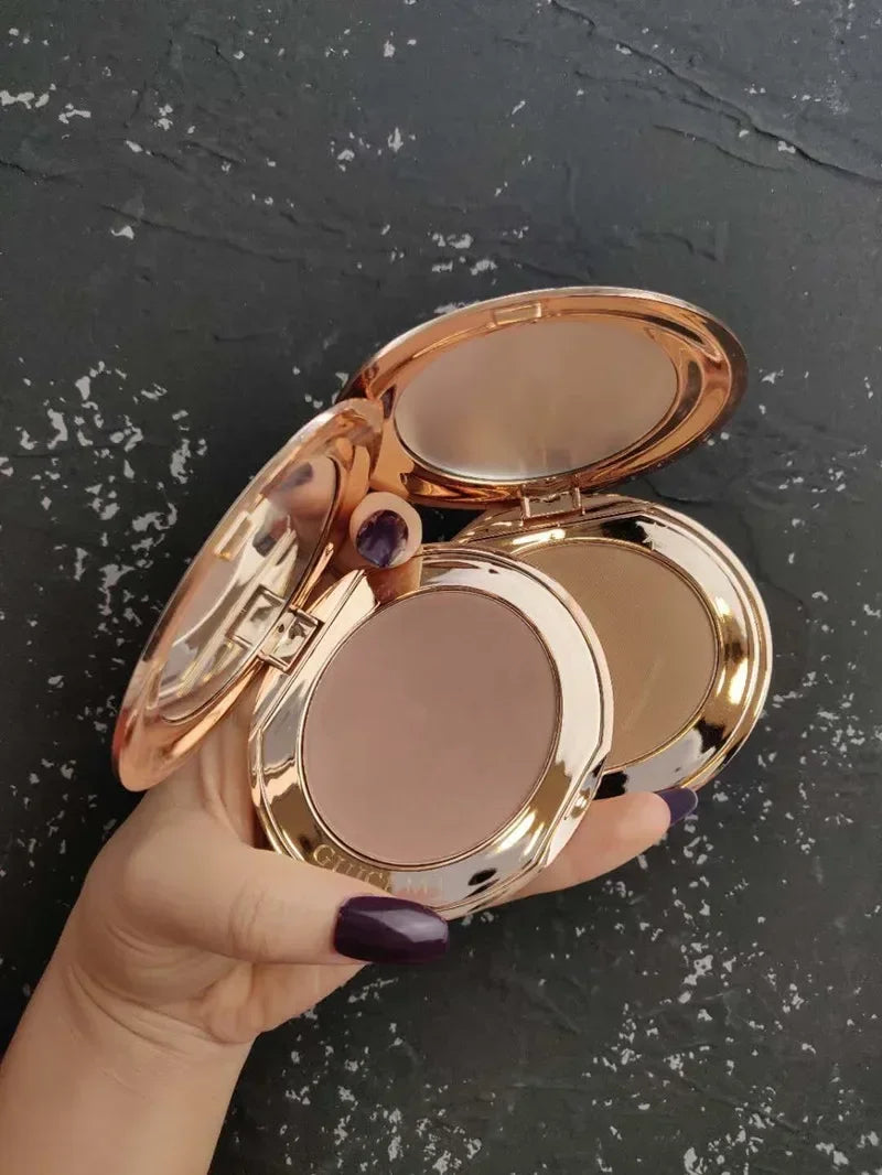 Poudre de Contour Visage & Corps – Effet Naturel, Longue Tenue avec Miroir Intégré