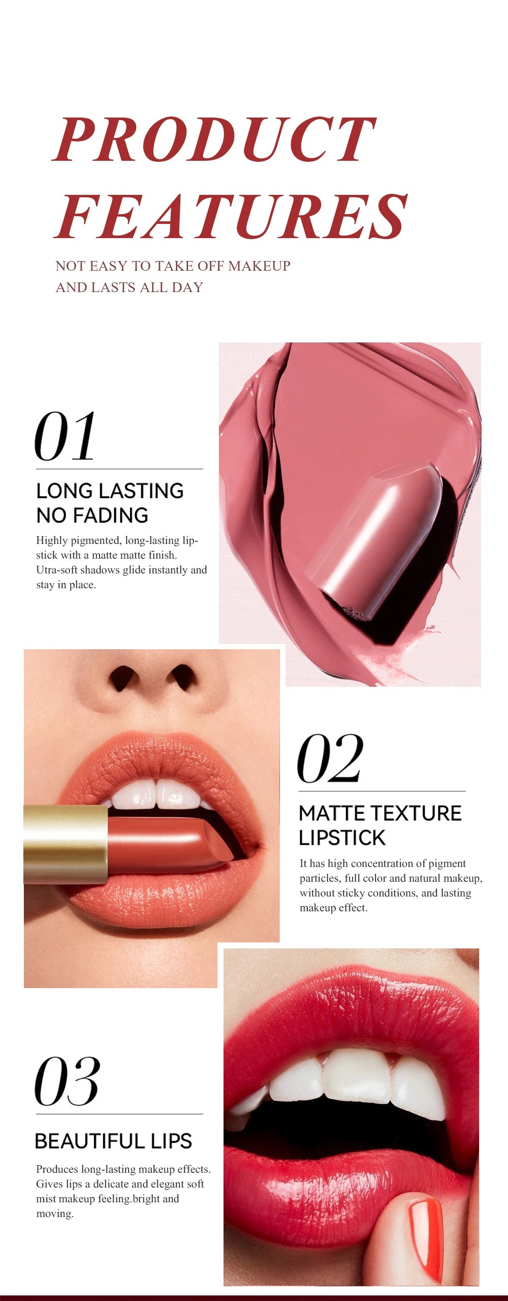 Coffret 6 Rouges à Lèvres Mat Velours – Longue Tenue & Couleurs Intenses