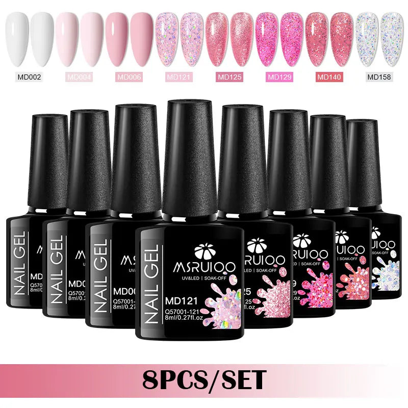 Coffret 8 Vernis Gel Semi-Permanents – MSRUIOO, Couleurs Classiques & Brillantes, Tenue 15 à 21 Jours, Compatible UV/LED