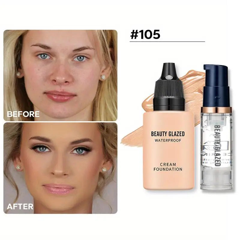 Duo Maquillage Fond de Teint & Primer – Waterproof, Mat, Longue Tenue, Set 2 Pièces Voyage