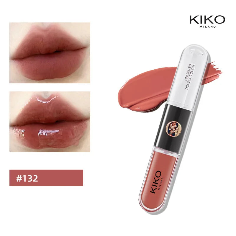 KIKO – Rouge à Lèvres Double Embout avec Miroir | Brillant & Hydratant, Longue Tenue