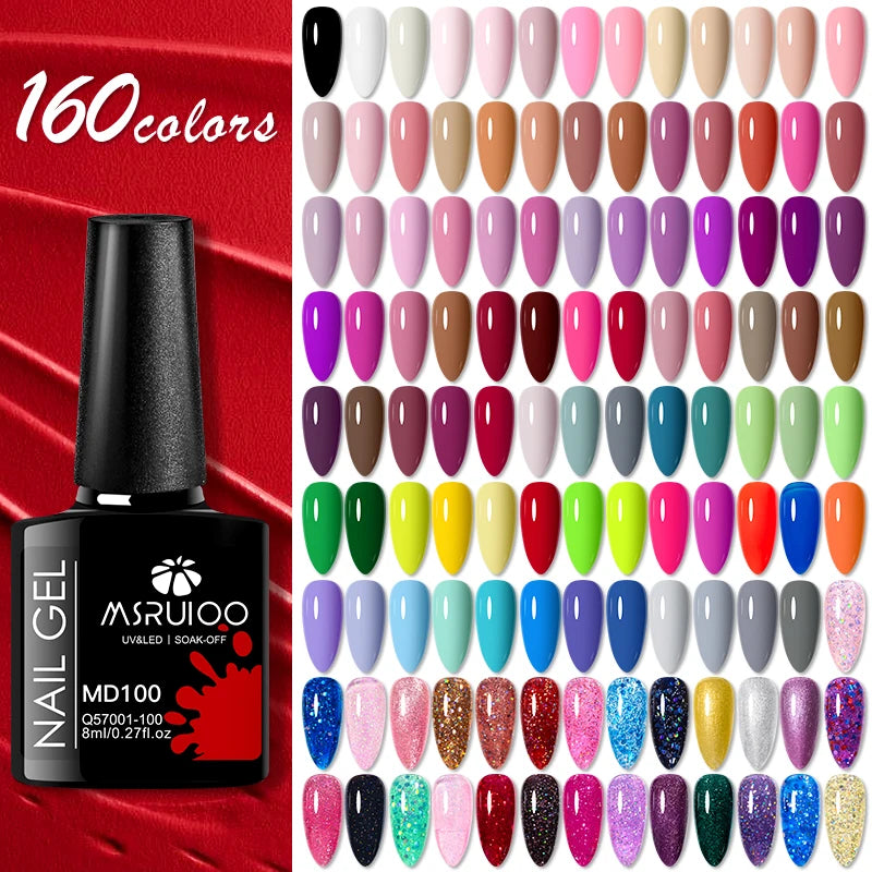 Coffret 8 Vernis Gel Semi-Permanents – MSRUIOO, Couleurs Classiques & Brillantes, Tenue 15 à 21 Jours, Compatible UV/LED