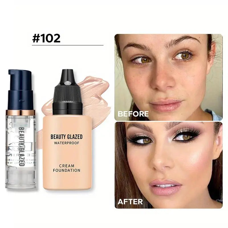 Duo Maquillage Fond de Teint & Primer – Waterproof, Mat, Longue Tenue, Set 2 Pièces Voyage