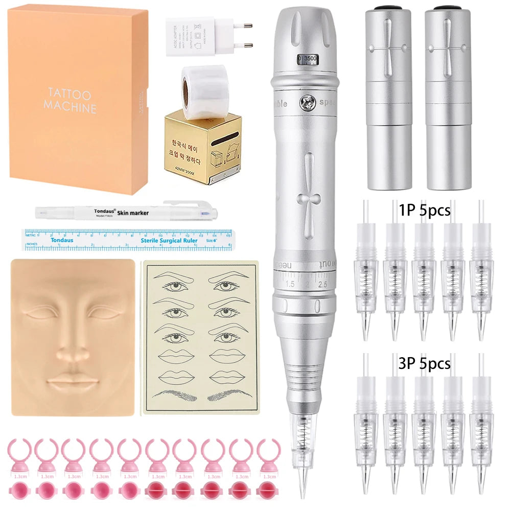 Machine PMU Sans Fil – Stylo Rotatif Professionnel pour Maquillage Permanent, Microblading Sourcils, Eyeliner & Lèvres