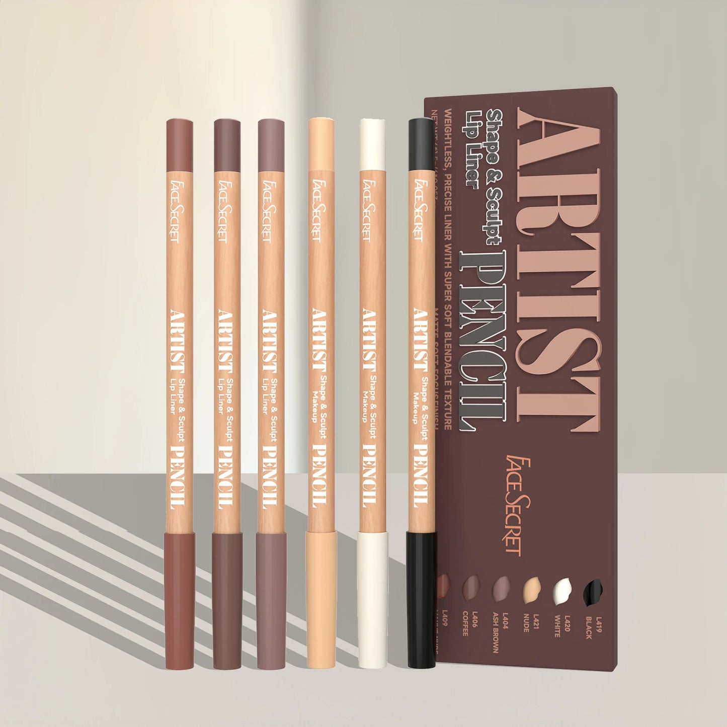 Set de 6 Crayons à Lèvres Nude – Longue Tenue & Waterproof – Contour et Remplissage
