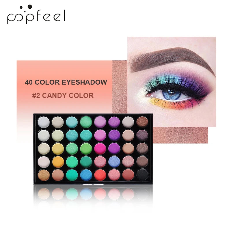 Palette Fards à Paupières 40 Couleurs POPFEEL – Longue Tenue & Haute Pigmentation