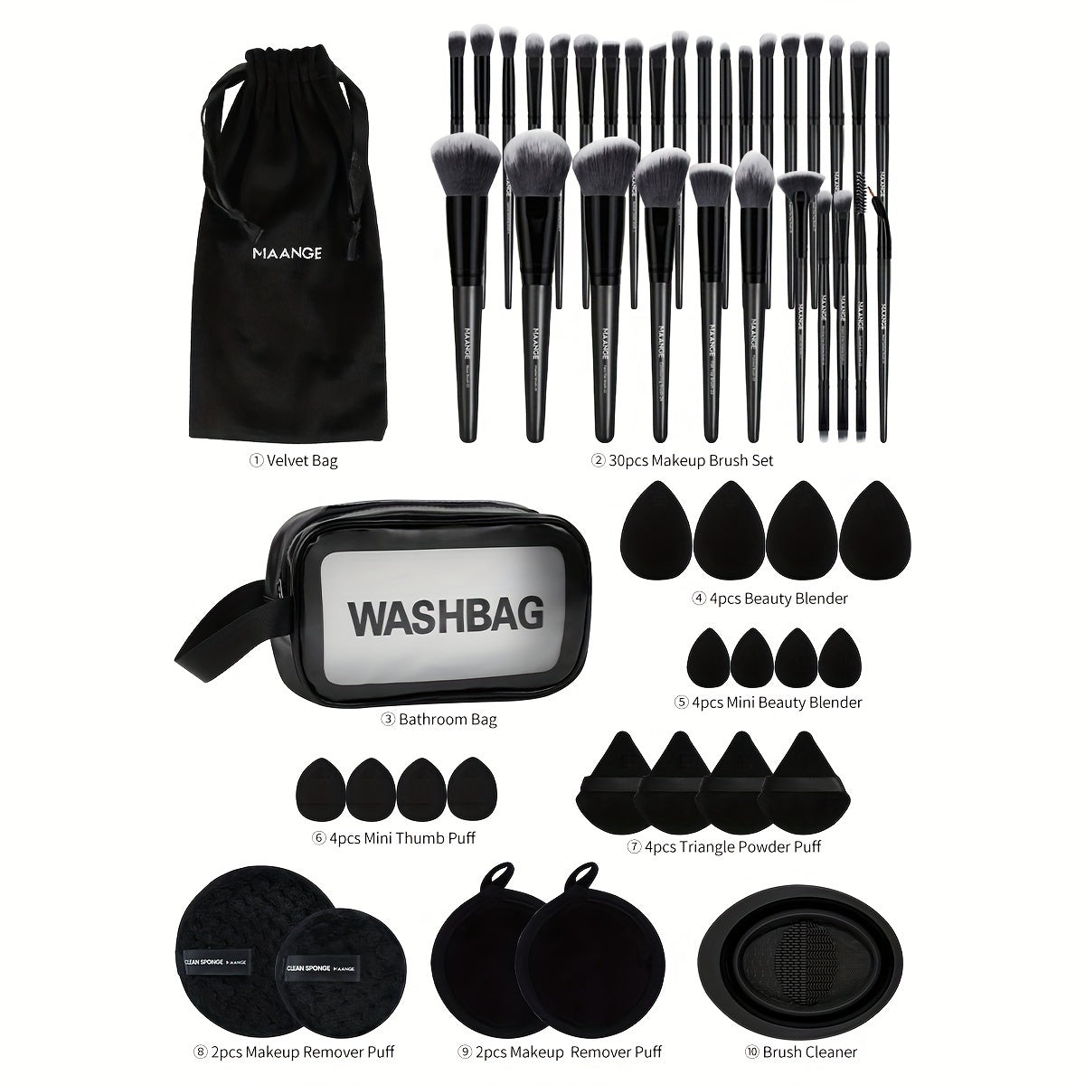 Set de Maquillage Professionnel 53 Pièces – Pinceaux, Éponges & Accessoires avec Trousse de Rangement