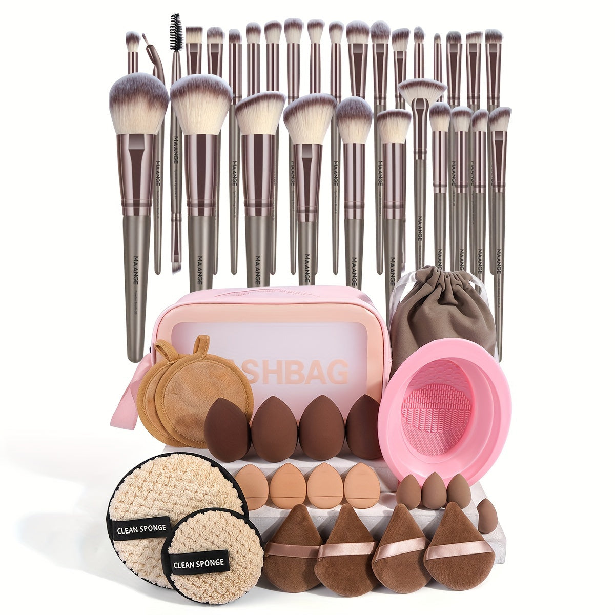 Set de Maquillage Professionnel 53 Pièces – Pinceaux, Éponges & Accessoires avec Trousse de Rangement