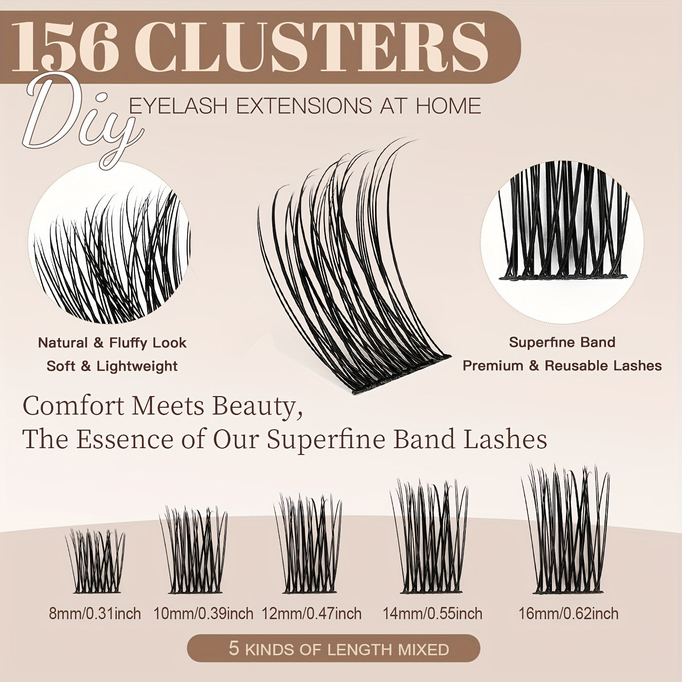 Extensions de Cils DIY – Kit Complet Réutilisable avec Colle et Pince – Cils Courbés Naturels 6 à 15mm
