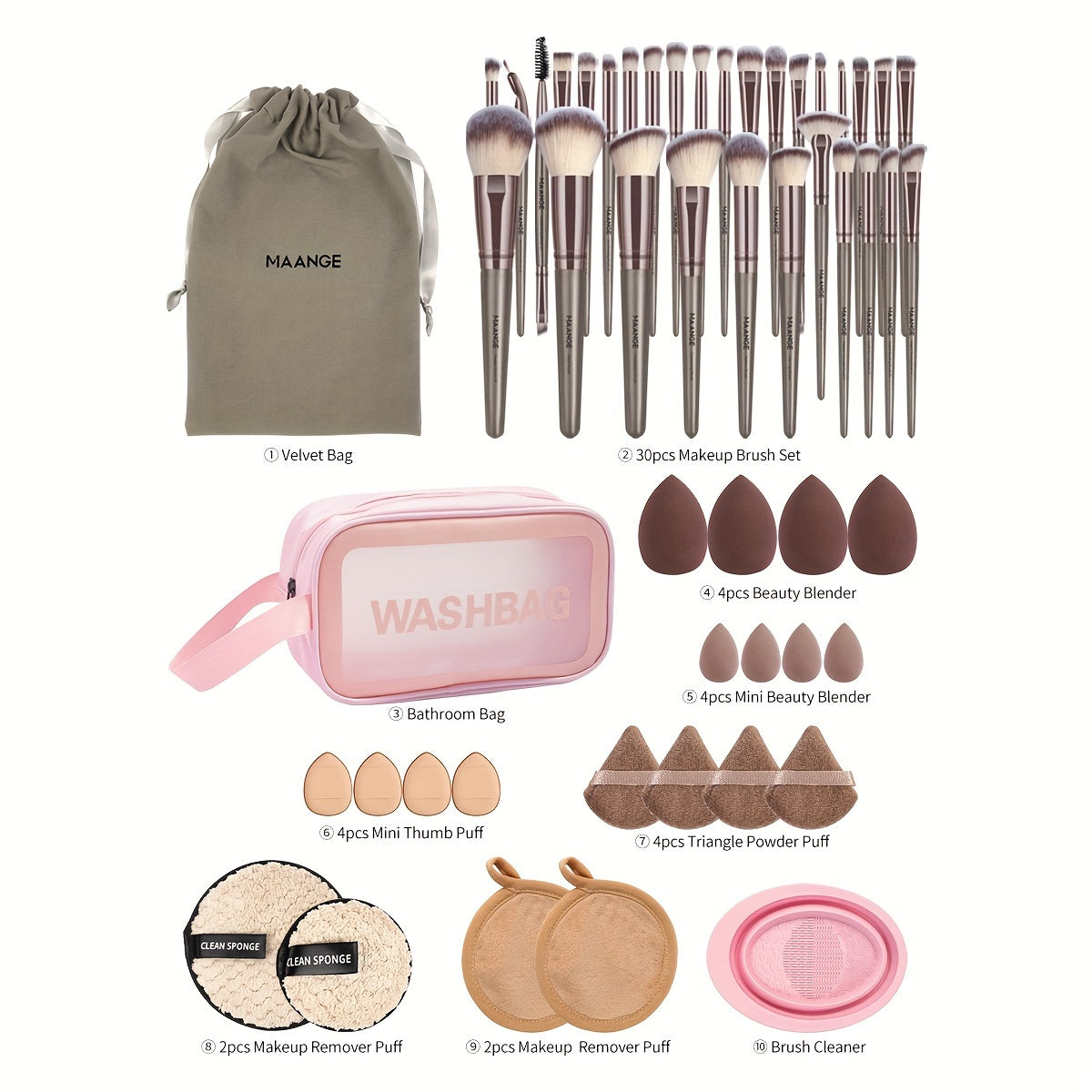 Set de Maquillage Professionnel 53 Pièces – Pinceaux, Éponges & Accessoires avec Trousse de Rangement