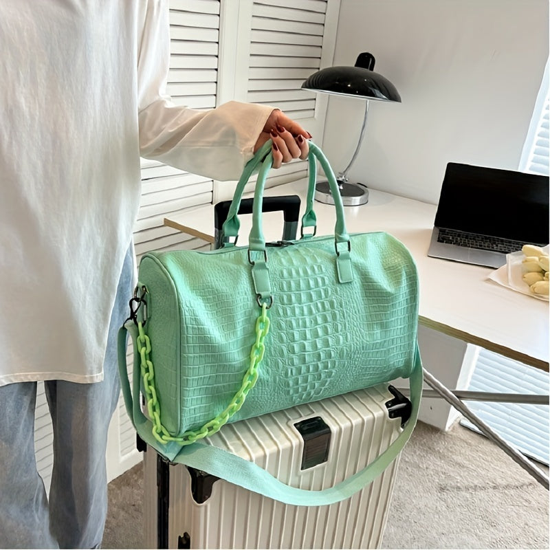 Sac de Sport Femme & Homme – Grande Capacité Effet Croco Chic, Polyvalent et Léger