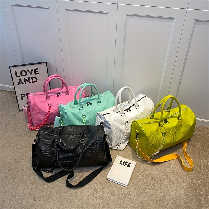 Sac de Sport Femme & Homme – Grande Capacité Effet Croco Chic, Polyvalent et Léger