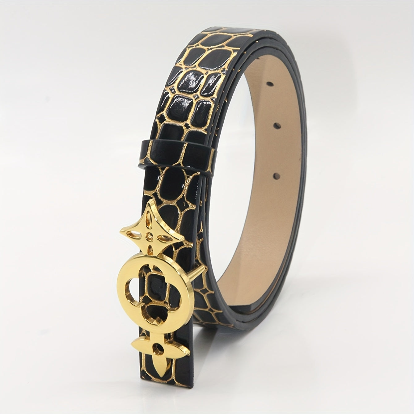 Ceinture tendance à boucle florale dorée – Accessoire chic et incontournable pour sublimer vos tenues