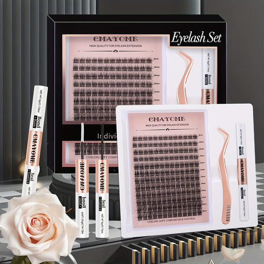 Extensions de Cils DIY – Kit Complet Réutilisable avec Colle et Pince – Cils Courbés Naturels 6 à 15mm