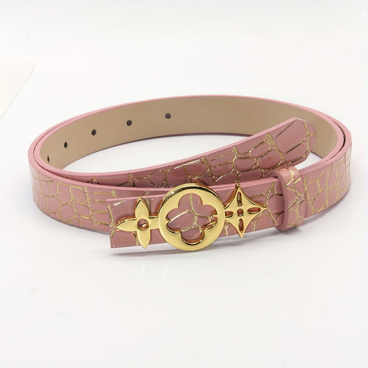 Ceinture tendance à boucle florale dorée – Accessoire chic et incontournable pour sublimer vos tenues