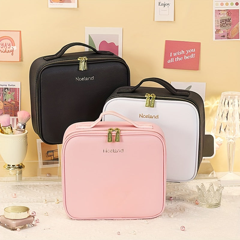 Trousse de Maquillage de Voyage avec Miroir LED – Luminosité Réglable & Séparateurs Amovibles
