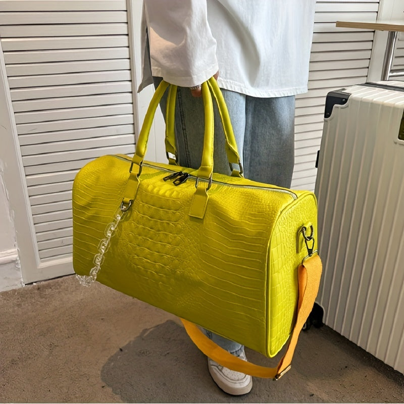 Sac de Sport Femme & Homme – Grande Capacité Effet Croco Chic, Polyvalent et Léger