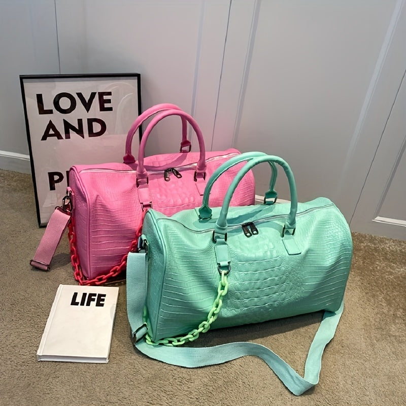 Sac de Sport Femme & Homme – Grande Capacité Effet Croco Chic, Polyvalent et Léger
