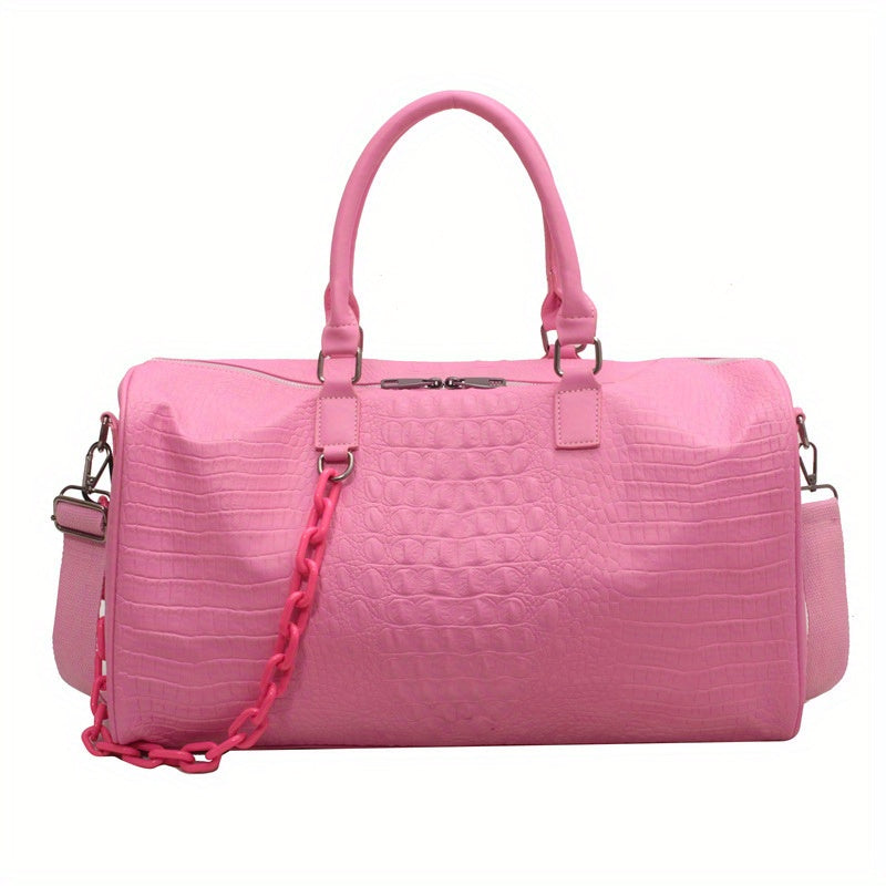Sac de Sport Femme & Homme – Grande Capacité Effet Croco Chic, Polyvalent et Léger