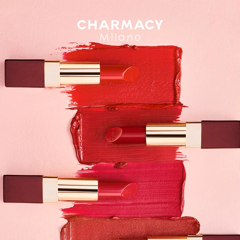 Rouge à Lèvres Hydratant Luxe CHARMACY Milano – Velours Haute Qualité, Longue Tenue & Brillance Professionnelle
