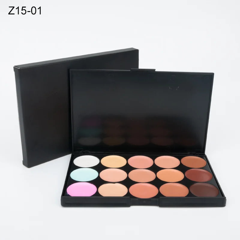 ✨ Palette Correcteur & Contour 15 Teintes + Accessoires – Maquillage Professionnel Longue Tenue