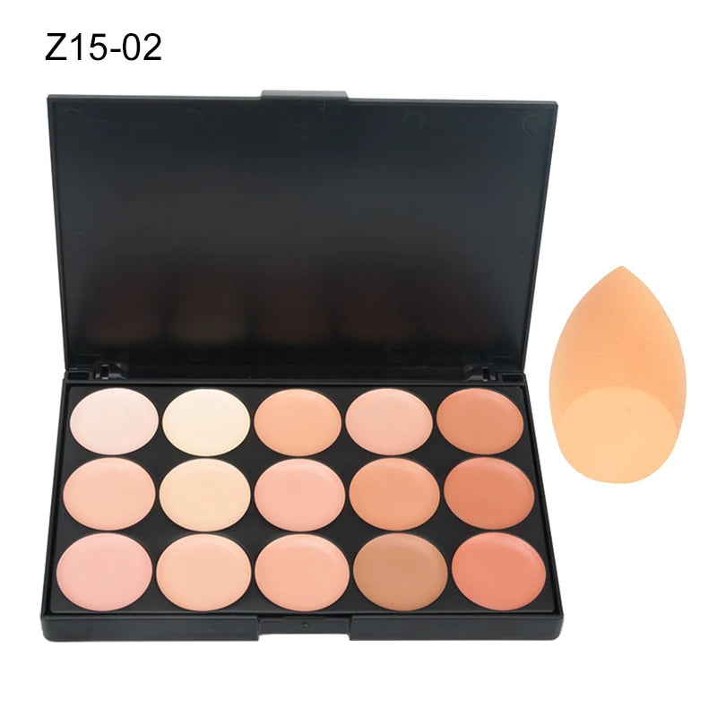 ✨ Palette Correcteur & Contour 15 Teintes + Accessoires – Maquillage Professionnel Longue Tenue