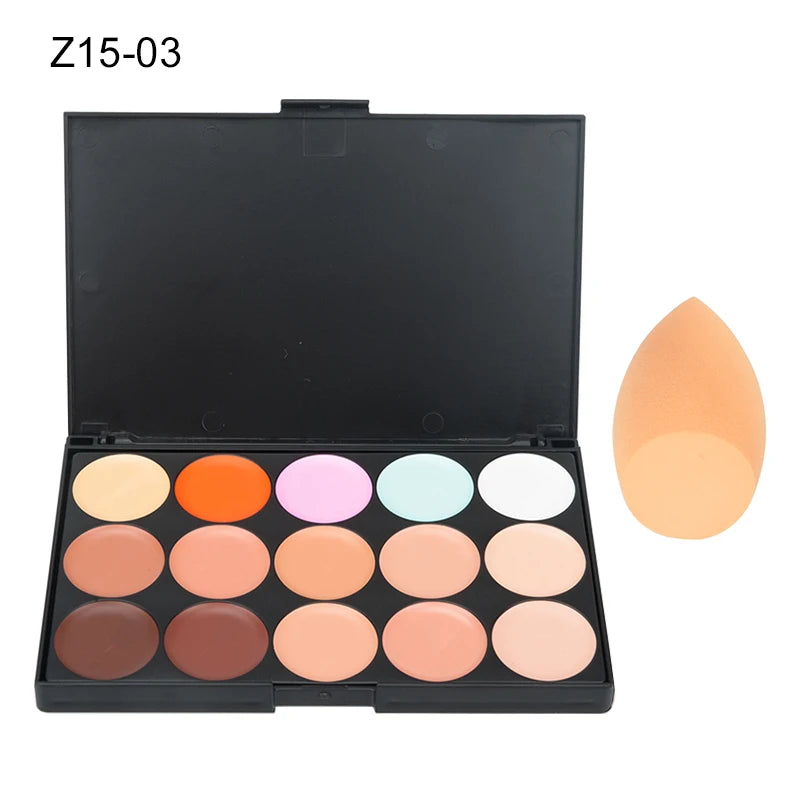 ✨ Palette Correcteur & Contour 15 Teintes + Accessoires – Maquillage Professionnel Longue Tenue