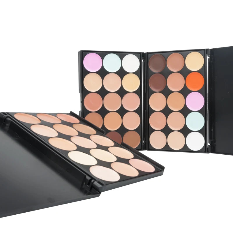 ✨ Palette Correcteur & Contour 15 Teintes + Accessoires – Maquillage Professionnel Longue Tenue