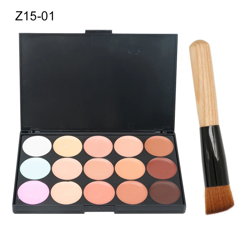 ✨ Palette Correcteur & Contour 15 Teintes + Accessoires – Maquillage Professionnel Longue Tenue