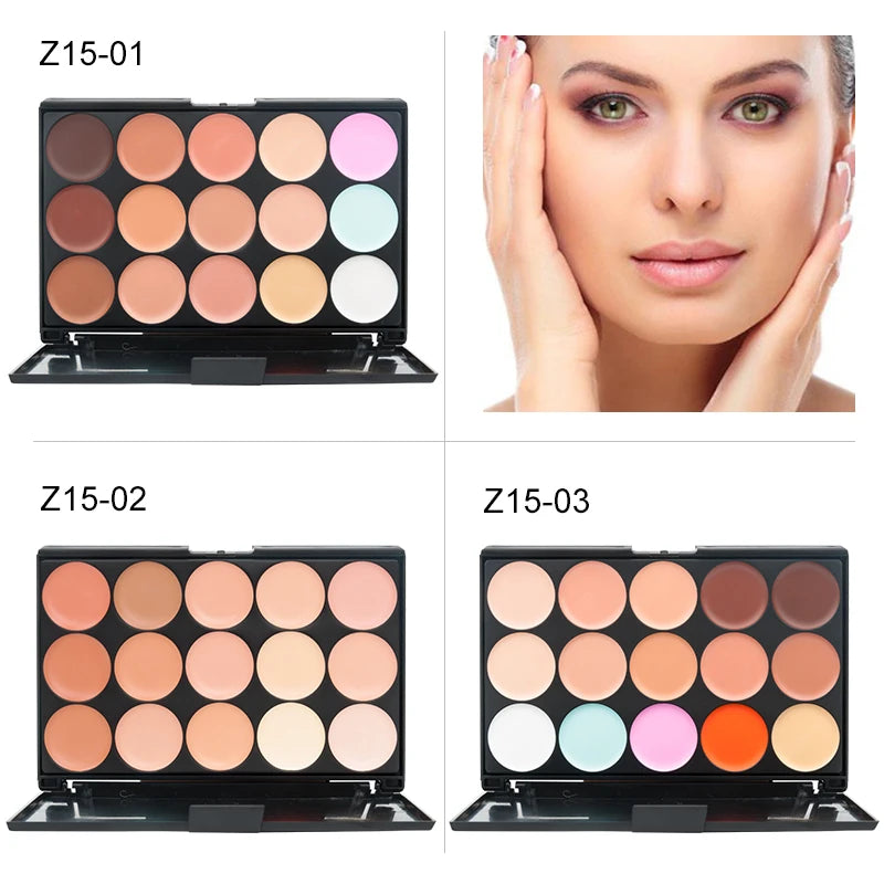 ✨ Palette Correcteur & Contour 15 Teintes + Accessoires – Maquillage Professionnel Longue Tenue