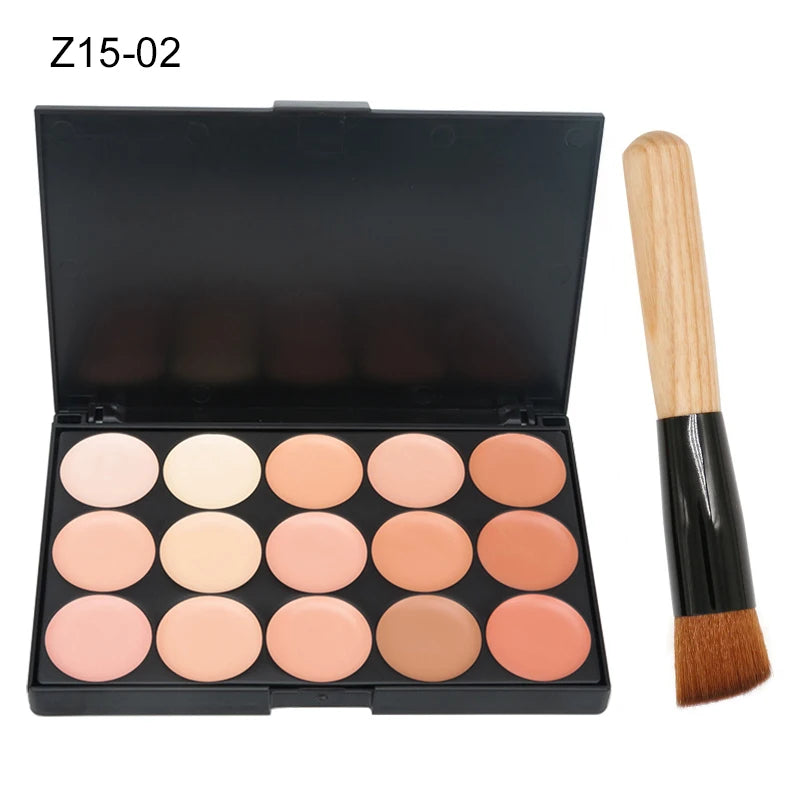 ✨ Palette Correcteur & Contour 15 Teintes + Accessoires – Maquillage Professionnel Longue Tenue