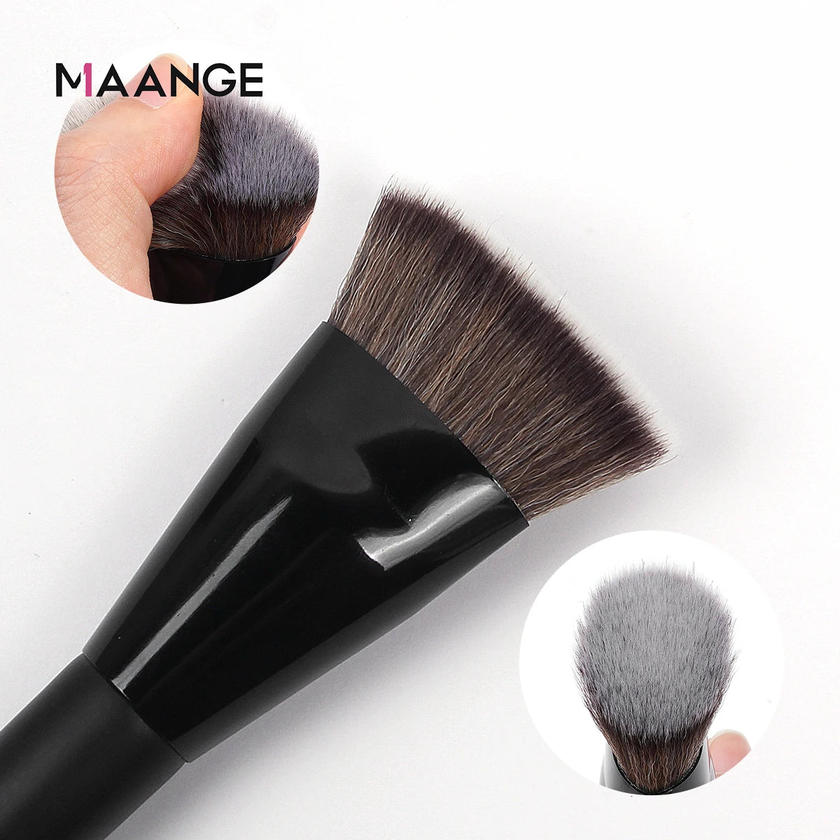 Pinceau Kabuki Plat MAANGE – Brosse Fond de Teint Liquide & Crème, Fibres Ultra-Douces, Application Parfaite