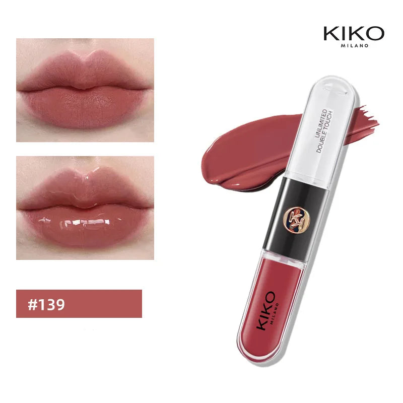 KIKO – Rouge à Lèvres Double Embout avec Miroir | Brillant & Hydratant, Longue Tenue