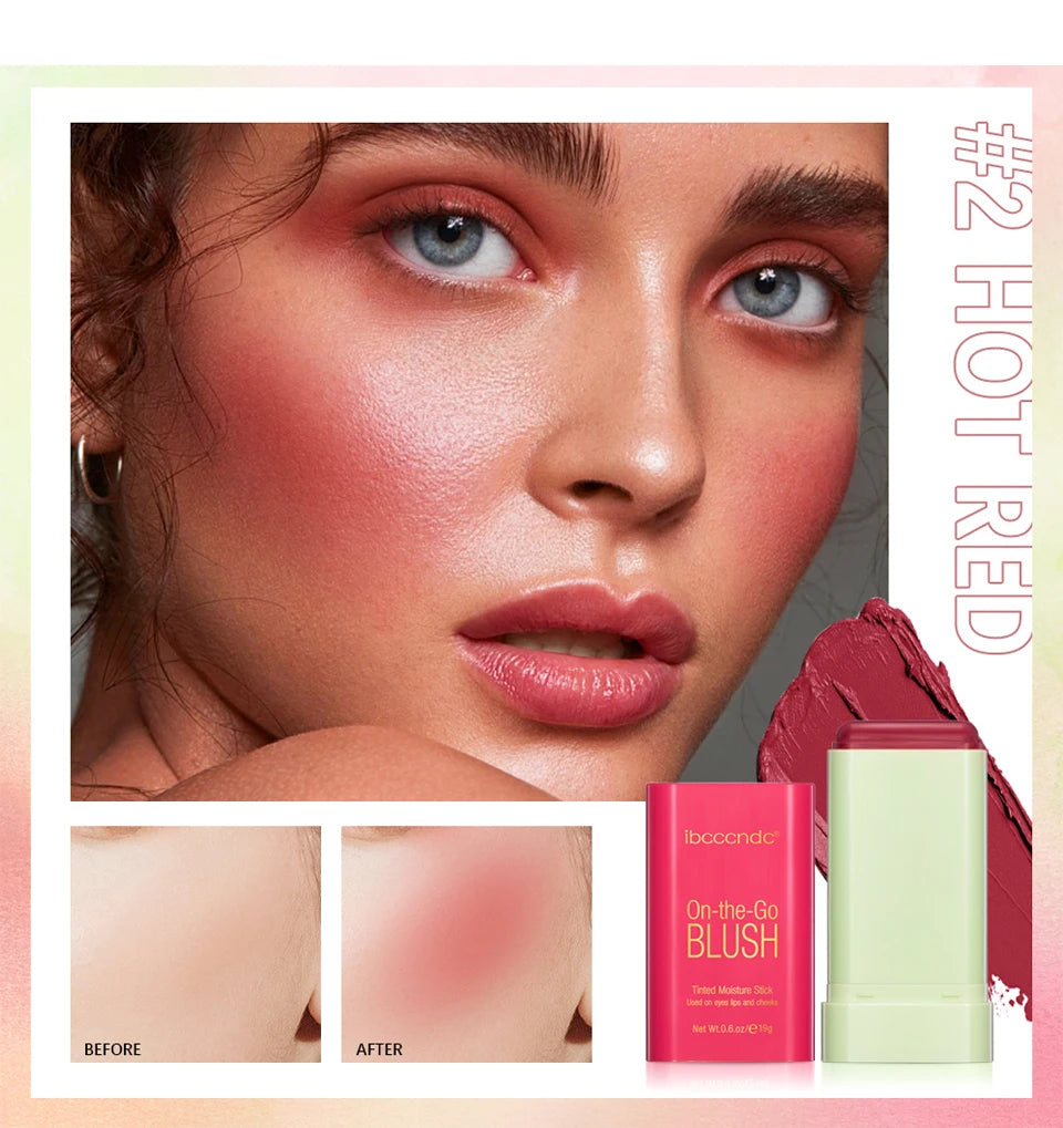 Blush Stick 3 Couleurs – Fard à Joues Crème Longue Tenue Multifonction (Lèvres, Joues & Paupières)