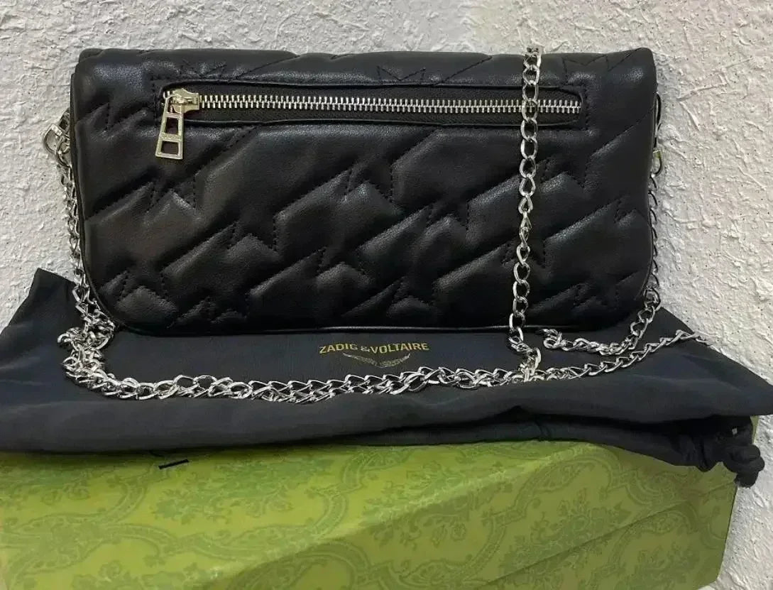 Sac à Main Femme Élégant – Bandoulière Chaîne & Détails Cloutés – Style Vintage Chic Zadig Voltaire