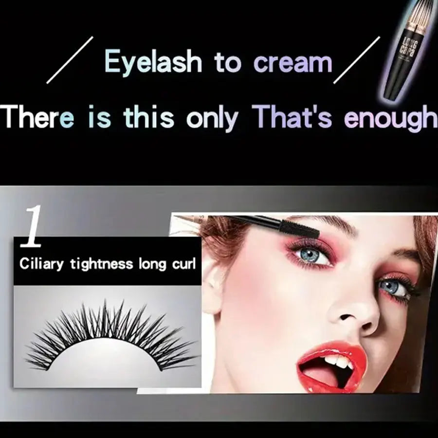 Mascara Étanche 4D – Longue Tenue, Volume & Courbure Intense, Résistant aux Bavures