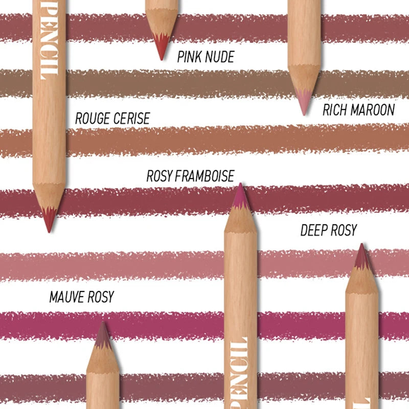Set de 6 Crayons à Lèvres Nude – Longue Tenue & Waterproof – Contour et Remplissage