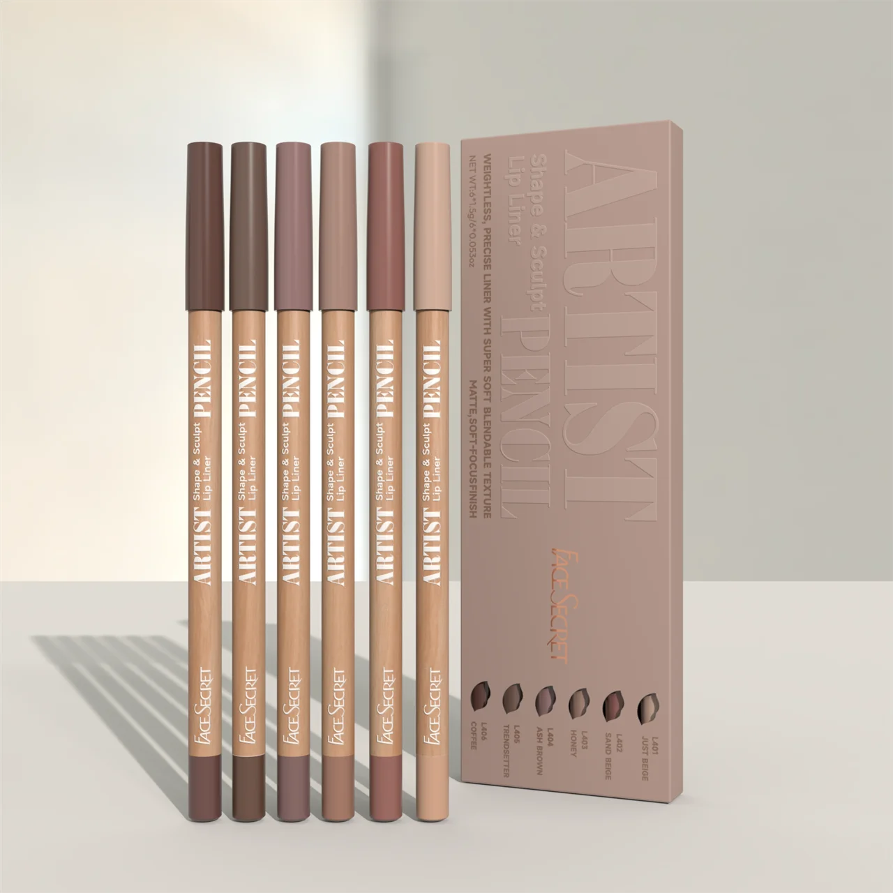 Set de 6 Crayons à Lèvres Nude – Longue Tenue & Waterproof – Contour et Remplissage