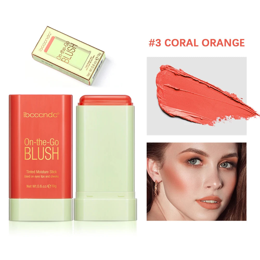 Blush Stick 3 Couleurs – Fard à Joues Crème Longue Tenue Multifonction (Lèvres, Joues & Paupières)