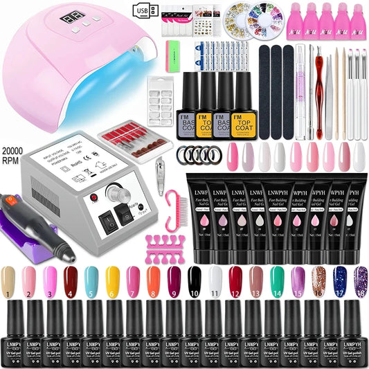 Kit Complet Manucure Gel UV – Lampe LED 36W + Perceuse & 18 Vernis Gel – Professionnel & Maison