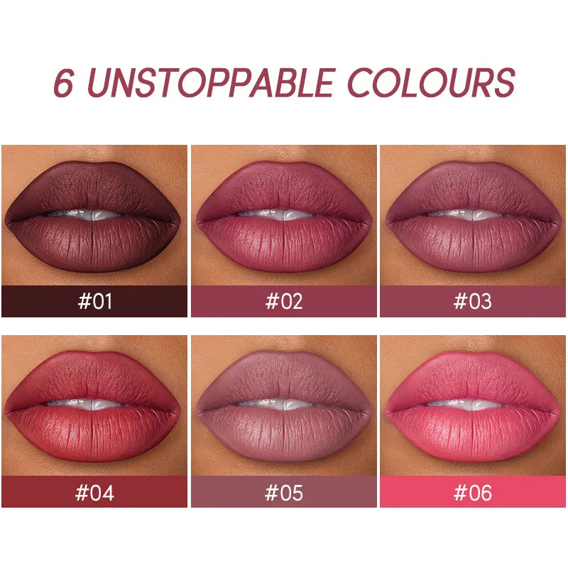 Rouge à Lèvres Mat Longue Tenue – Set de 12 Couleurs Ushas | Pigmentation Intense & Application Facile