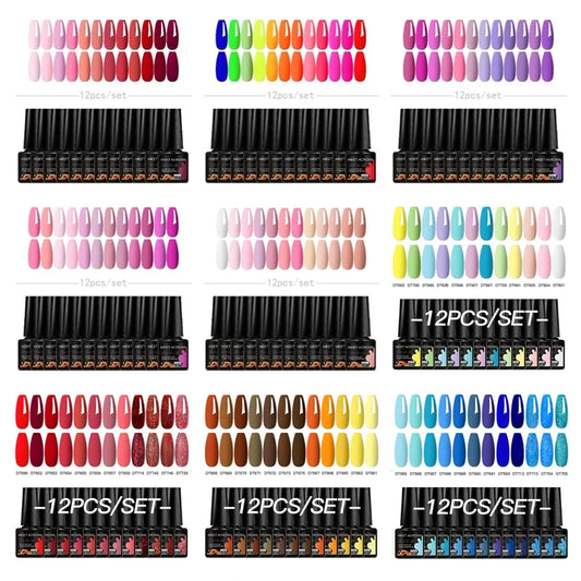 Coffret 12 Vernis Semi Permanents UV LED – Couleurs Intenses & Longue Tenue