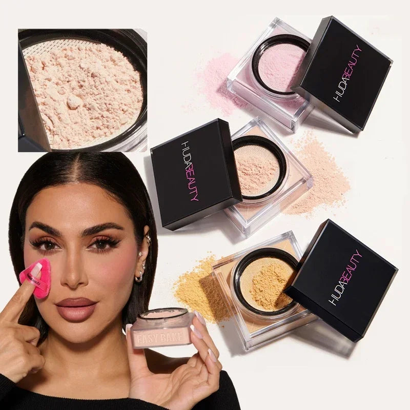 HUDA Beauty – Poudre fixatrice cuite ultra-fine longue tenue, anti-brillance, zéro pores