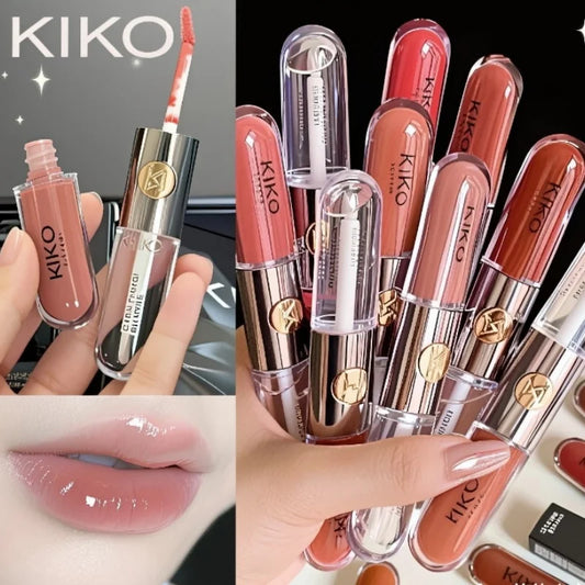 KIKO – Rouge à Lèvres Double Embout avec Miroir | Brillant & Hydratant, Longue Tenue