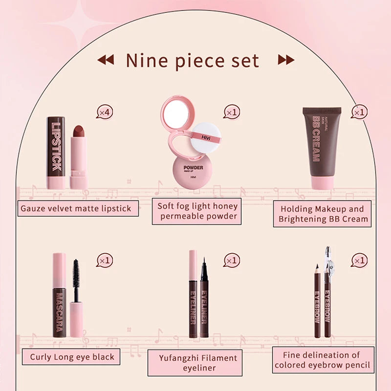 Coffret Maquillage Complet HiVi – Kit Beauté avec Poudre, BB Cream, Rouges à Lèvres, Mascara, Eyeliner & Accessoires